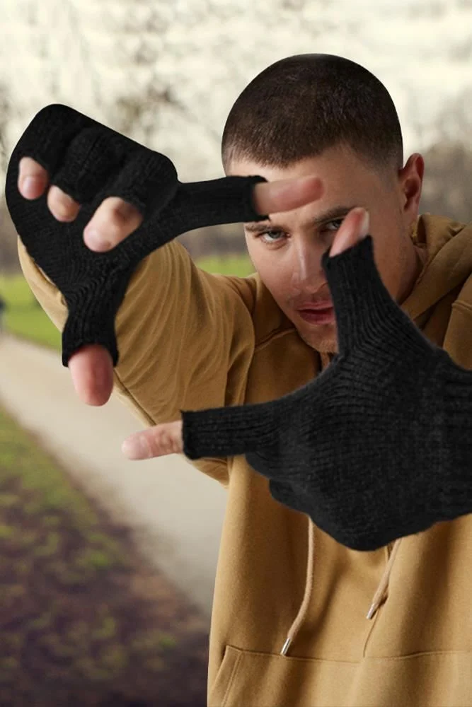 Plain Fingerless Men Gloves