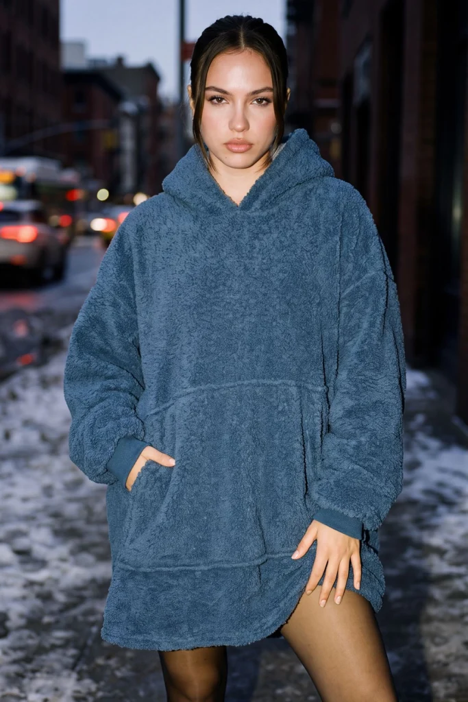 Plain Hooded Blanket Hoodie with Cosy Pocket Design