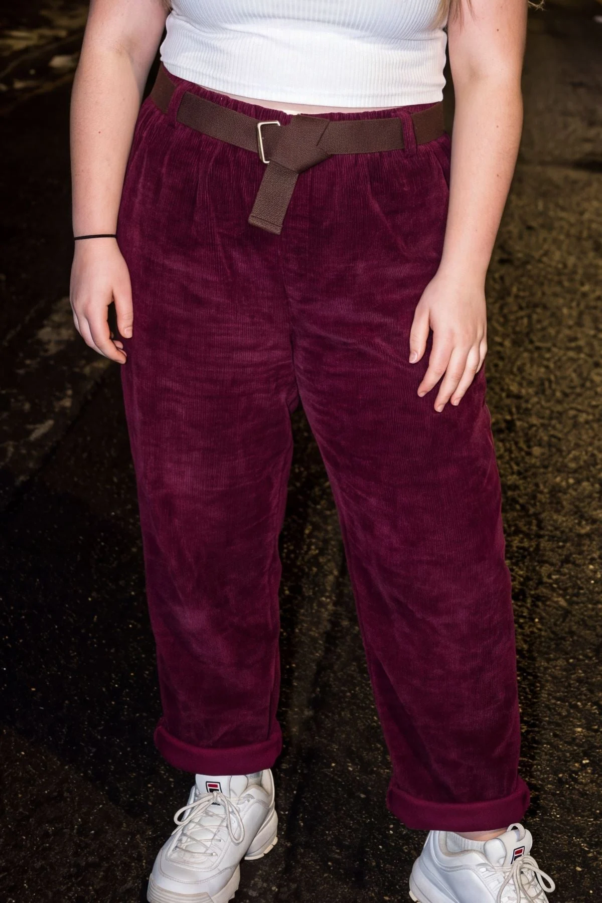 Plain Knitted Belted Cotton Jogger