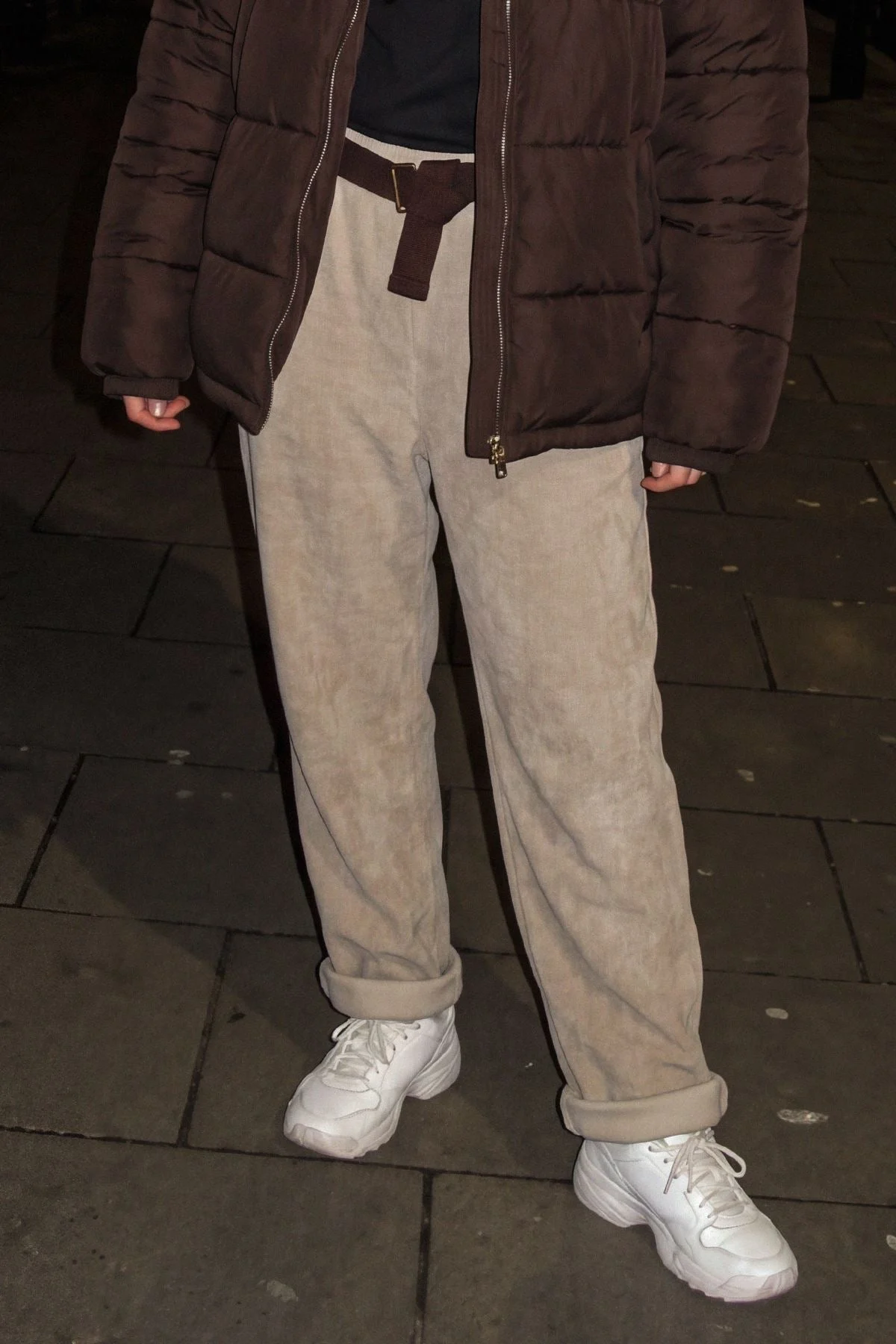 Plain Knitted Belted Cotton Jogger