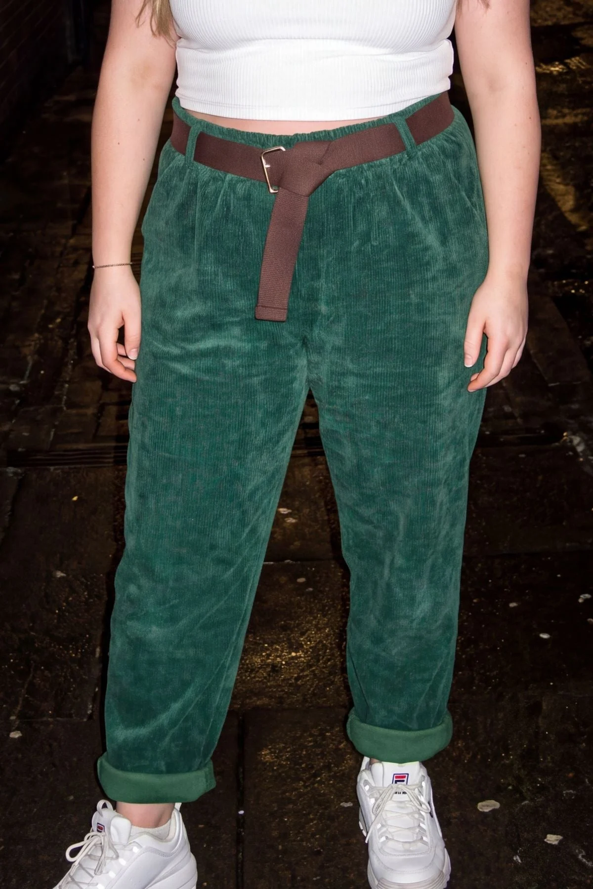 Plain Knitted Belted Cotton Jogger