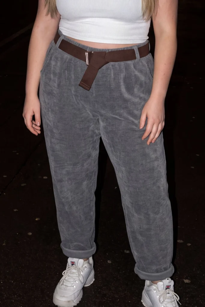 Plain Knitted Belted Cotton Jogger
