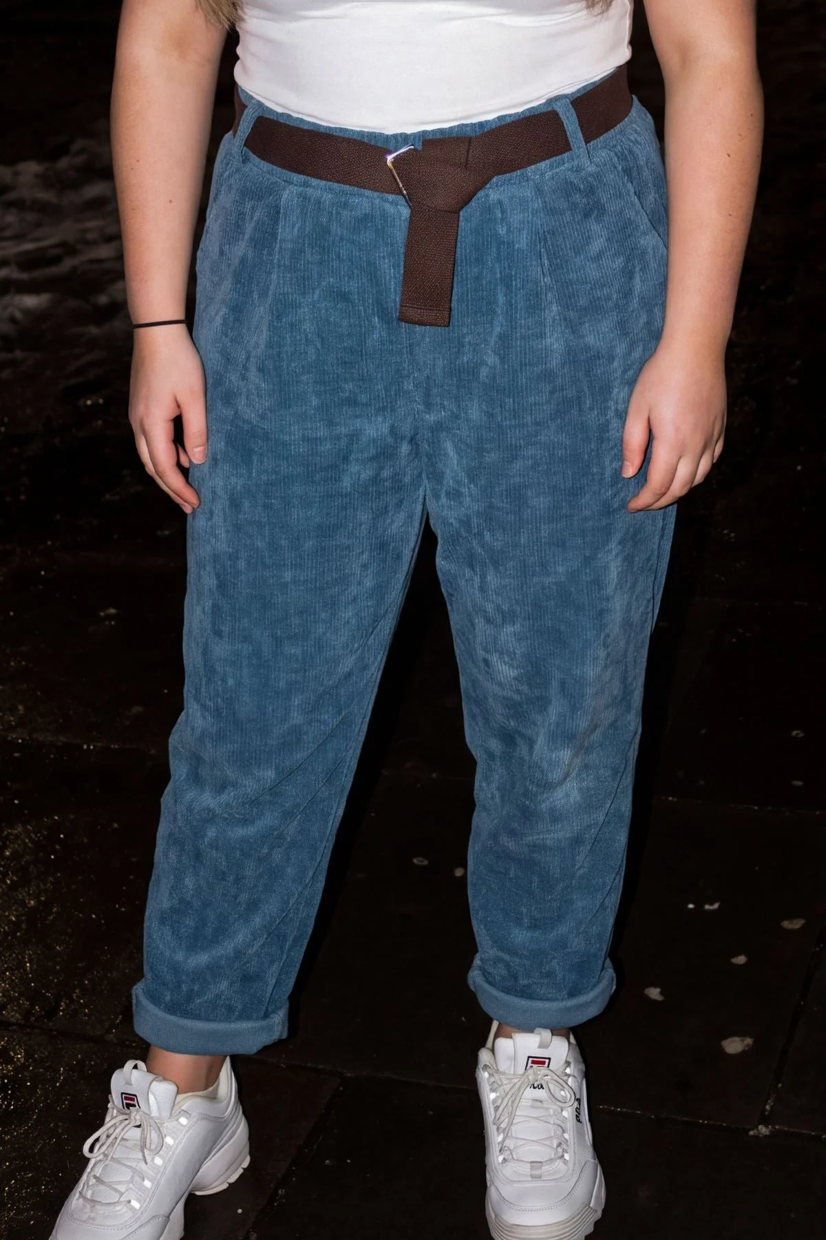 Plain Knitted Belted Cotton Jogger