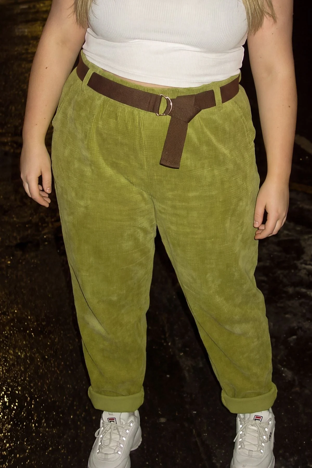 Plain Knitted Belted Cotton Jogger