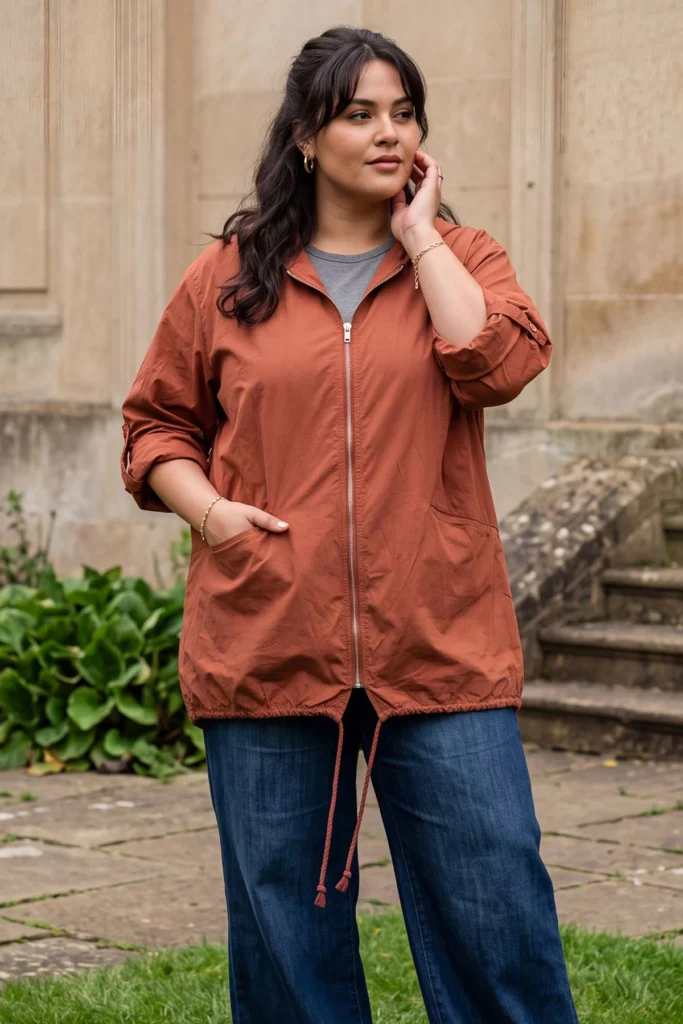 Plain Lightweight Cotton Hooded Zip-Up Jacket