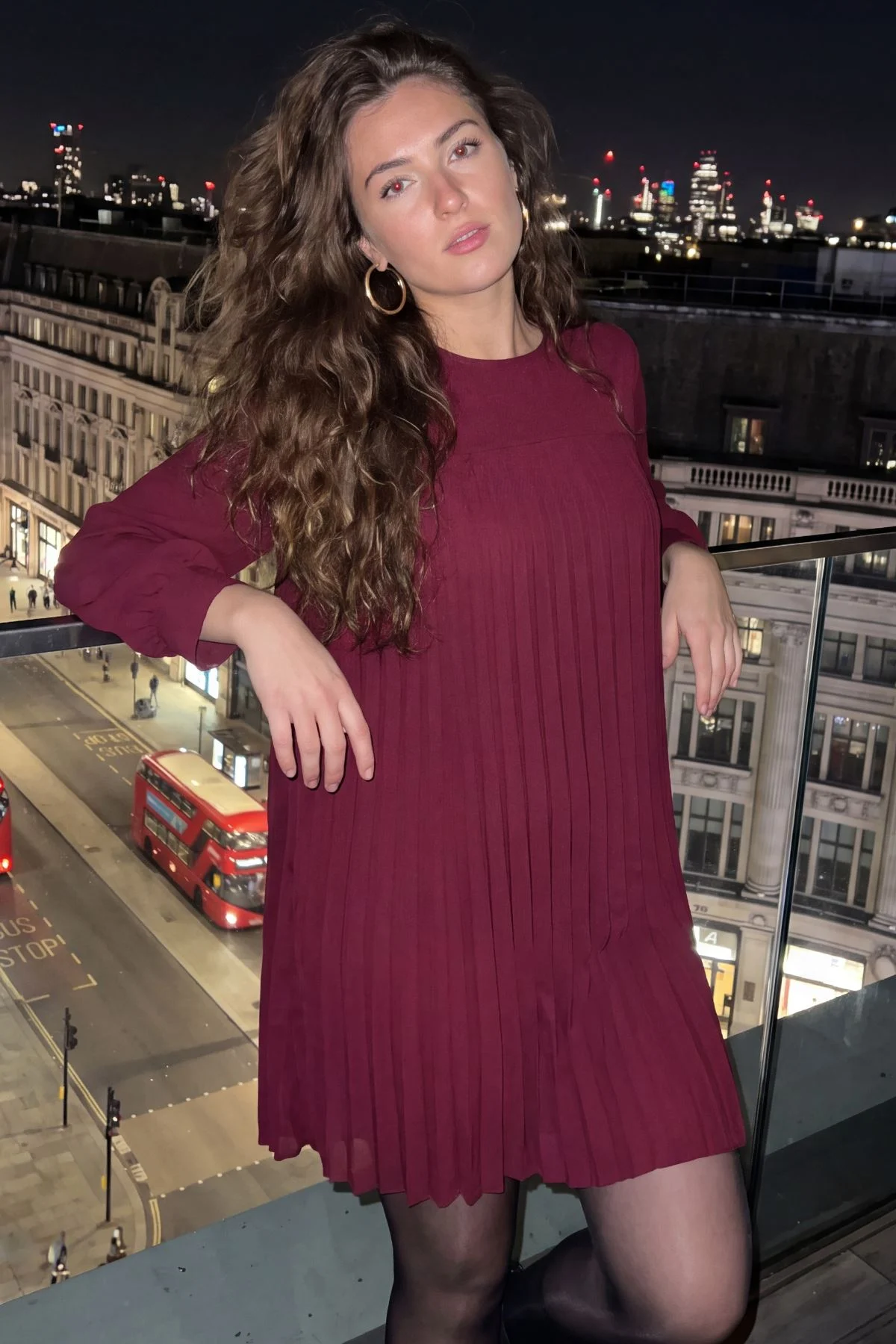Plain Pleated Details Dress