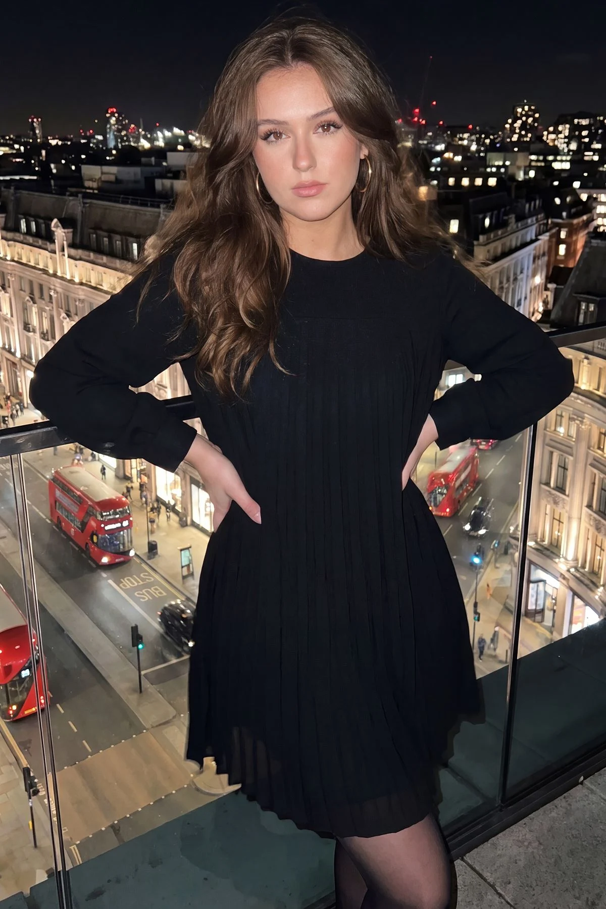 Plain Pleated Details Dress