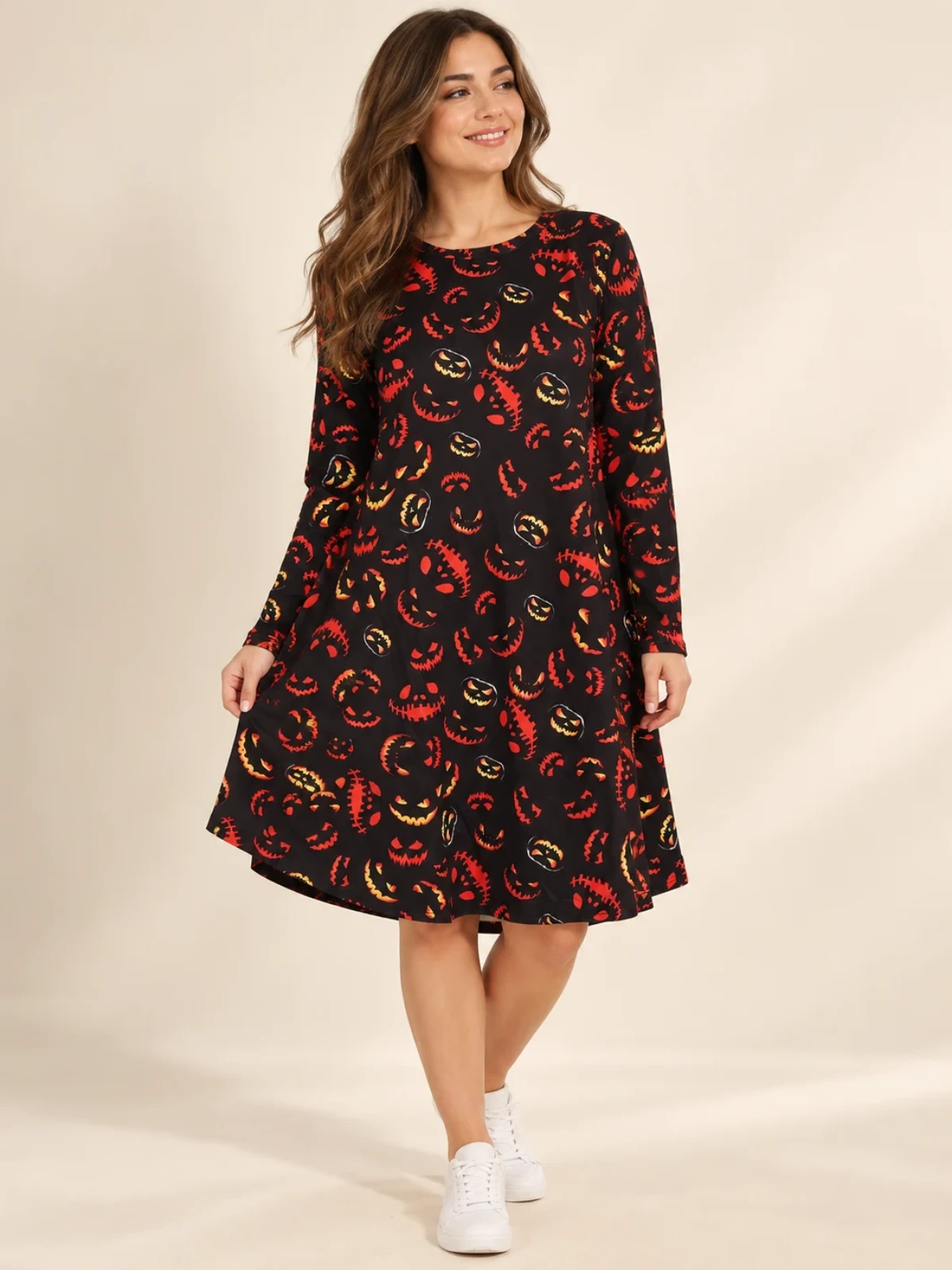 Scary Pumpkins Print Halloween Dress