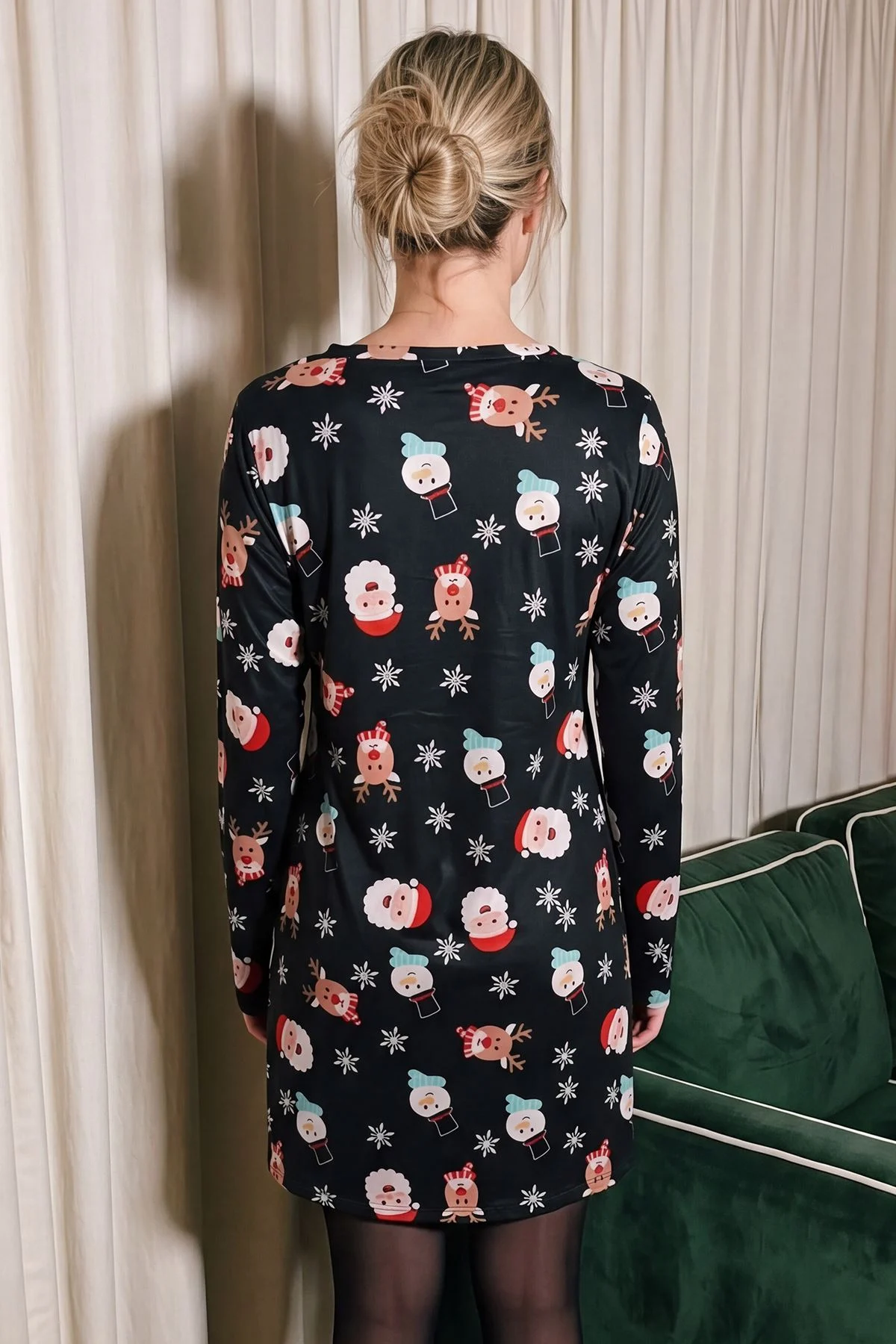 Santa Snowman Face Xmas Swing Dress