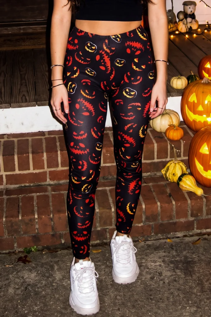 Scary Pumpkins Print Halloween Leggings