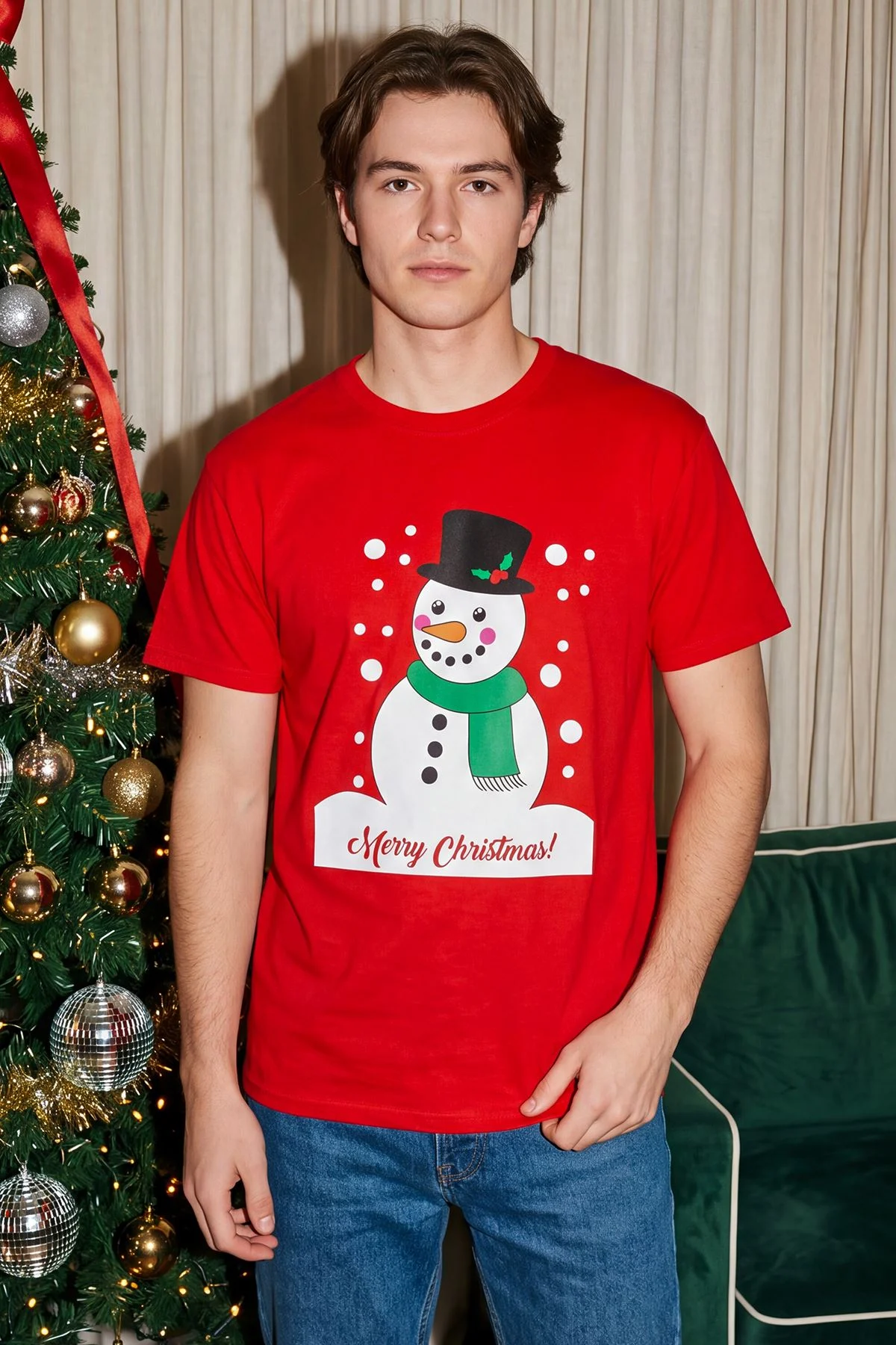 Snowman Knitted Christmas T-Shirt