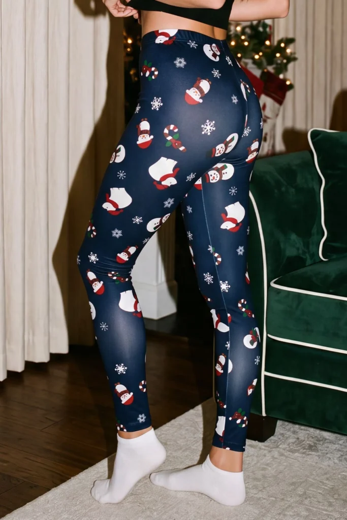 Snowman Scarf Print Christmas Leggings