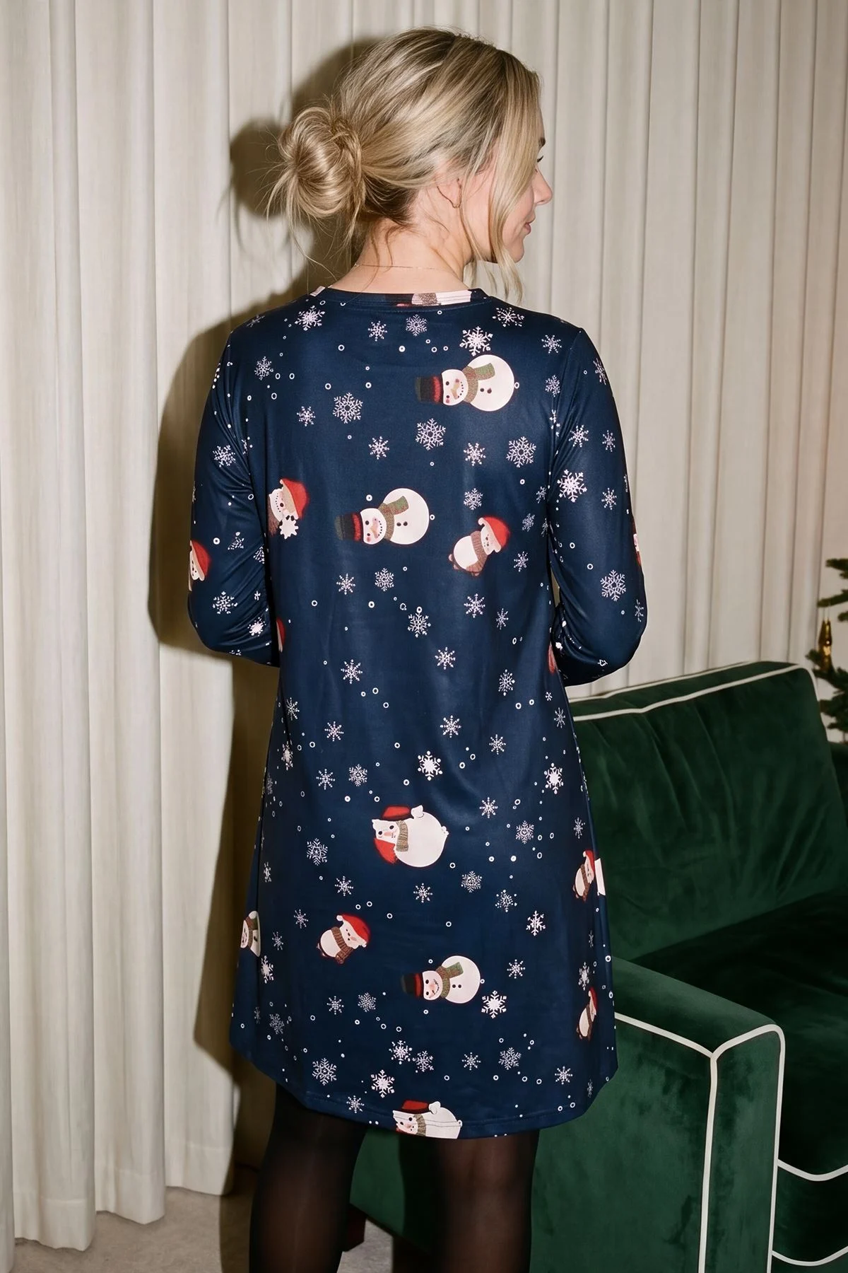 Snowman Scarf Xmas Swing Dress