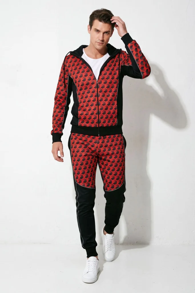 Special Price Ombre Hexagonal Print Hooded Tracksuit