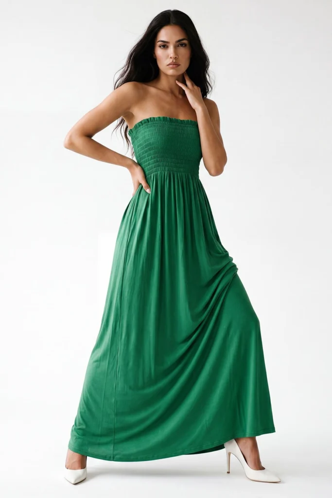 Special Price Womens Plain Strapless Maxi Dress