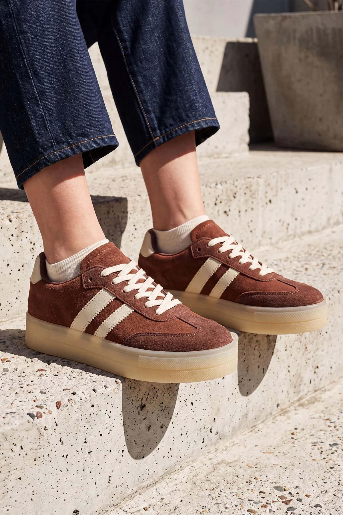 Suede Lace Up Platform Shoes