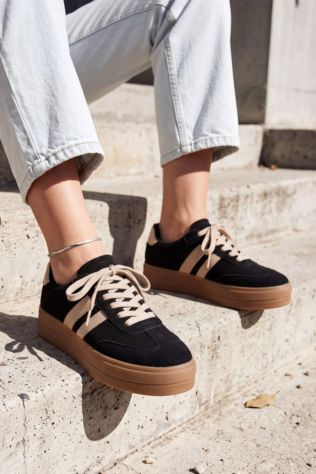Suede Lace Up Platform Shoes