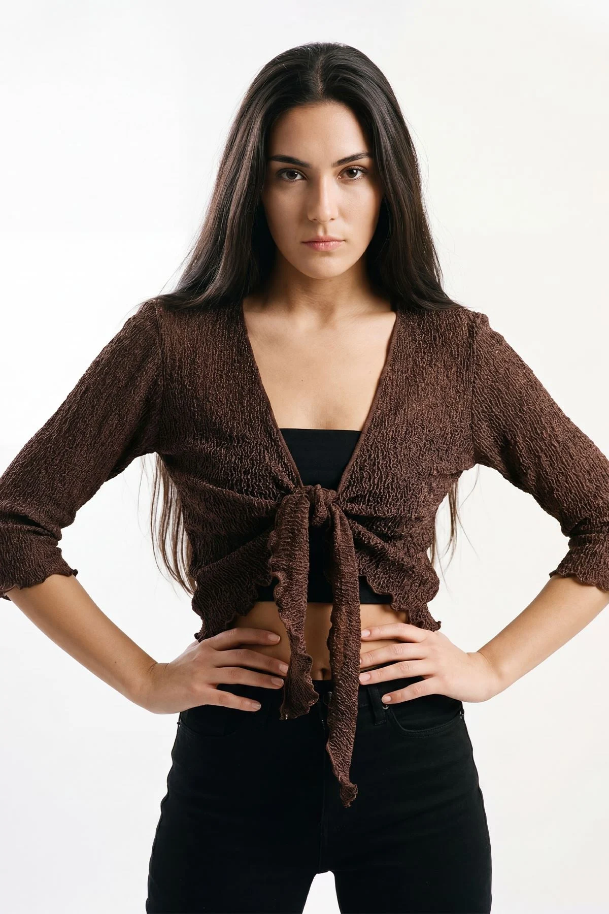 Tie Front Lightweight Shrug Cropped Knit