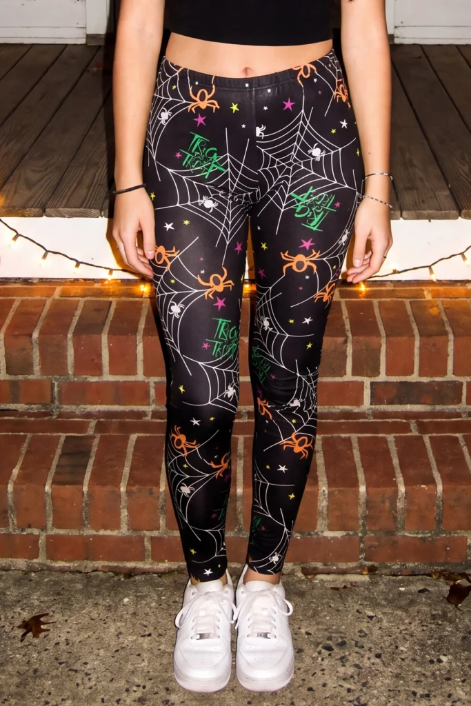 Trick Spider Print Halloween Leggings