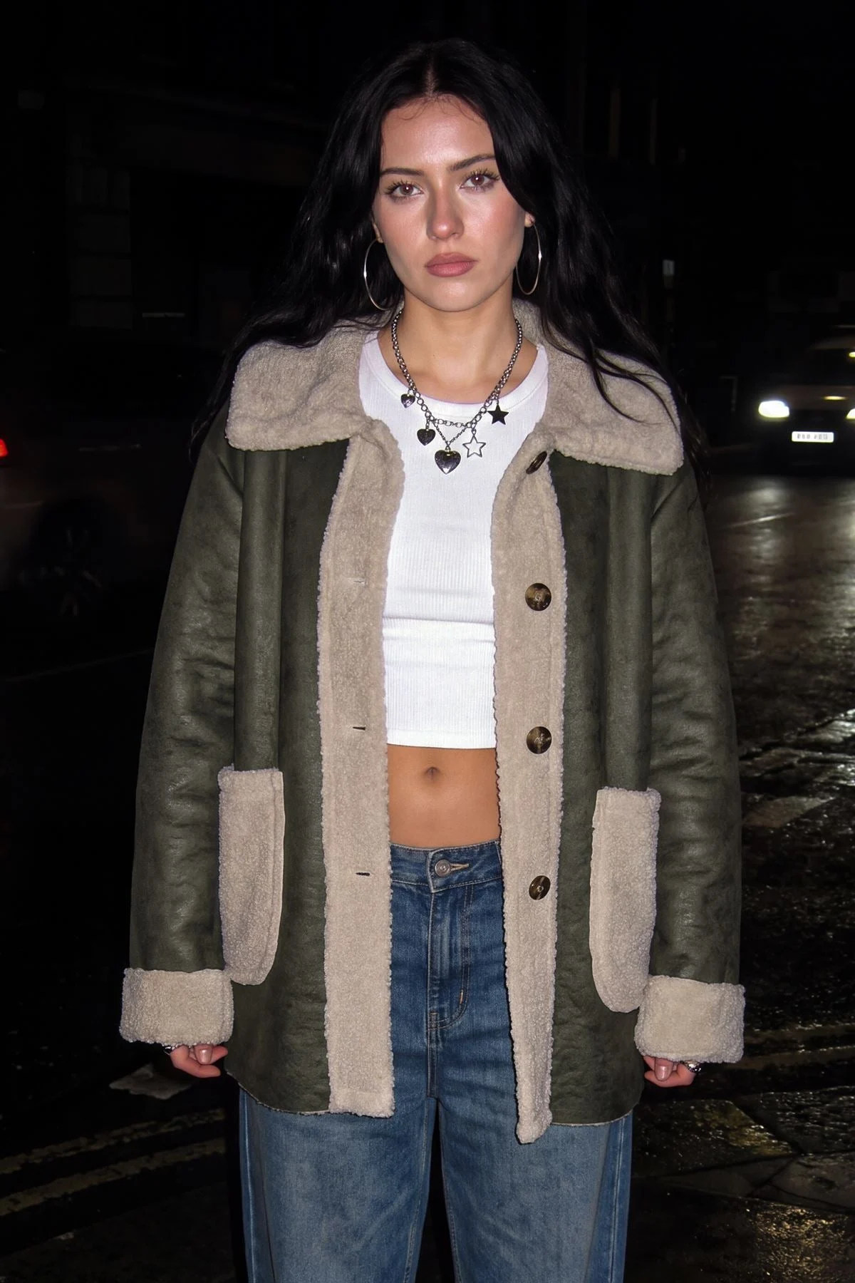 Two Tone Faux Fur Jacket