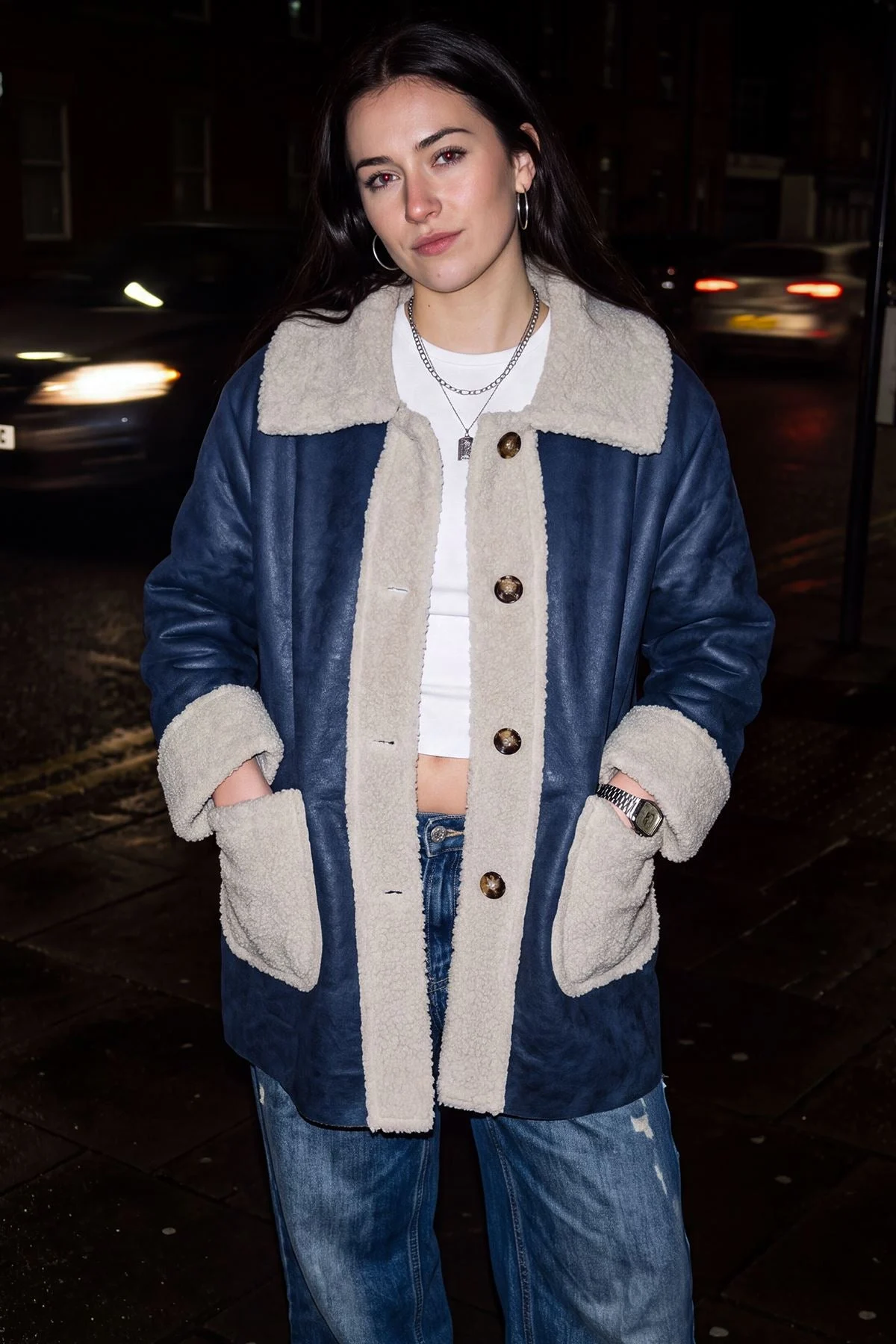 Two Tone Faux Fur Jacket
