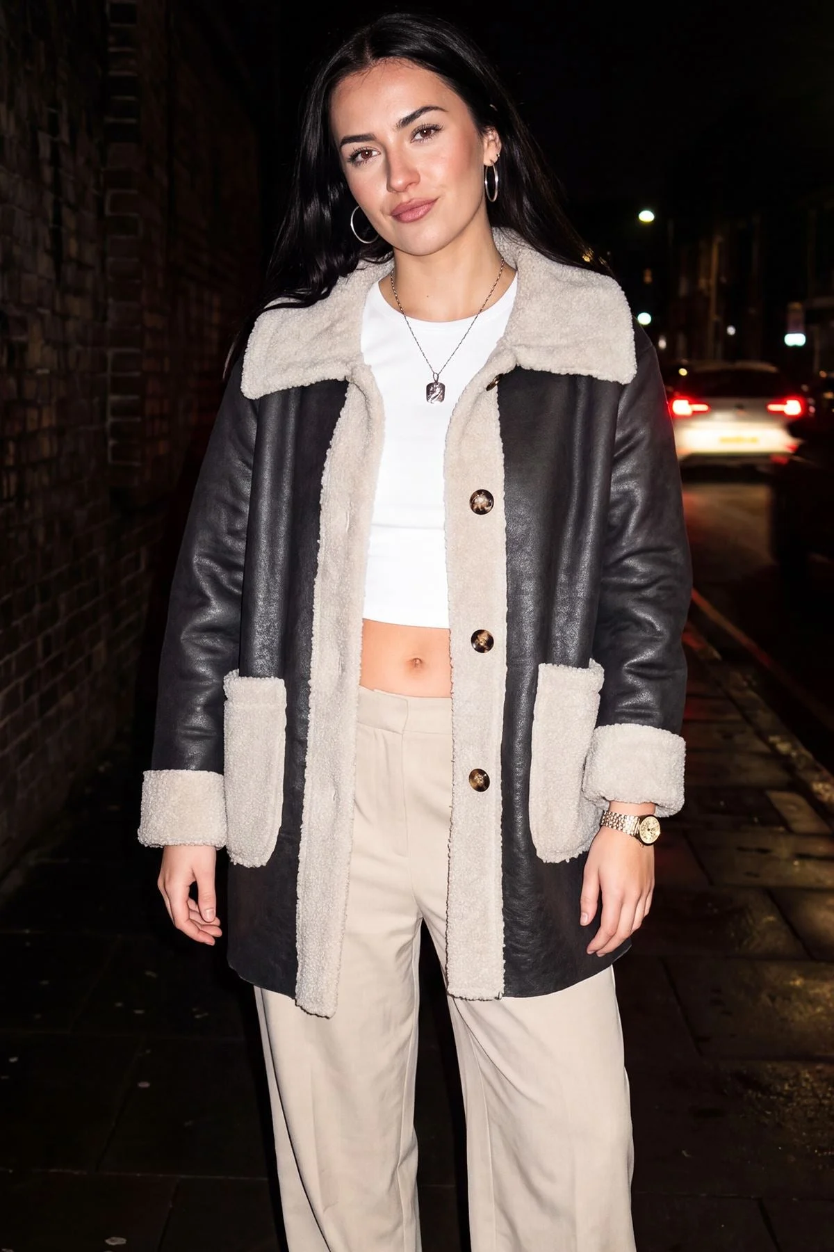 Two Tone Faux Fur Jacket