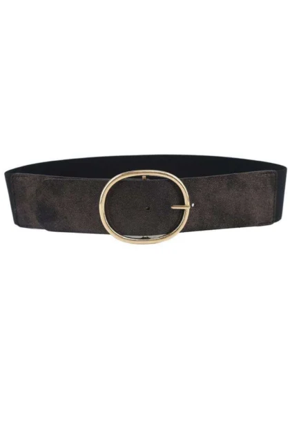 Wide Oval Buckle Stretch Waist Belt