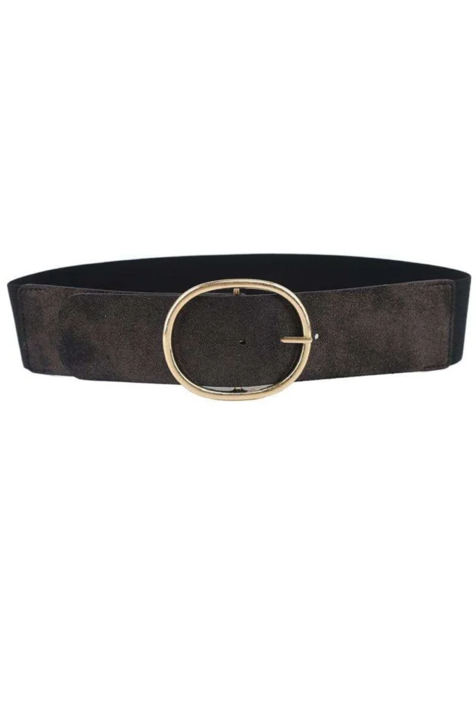 Wide Oval Buckle Stretch Waist Belt