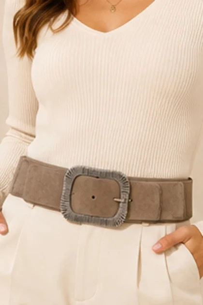 Wide Waist Belt with Statement Buckle