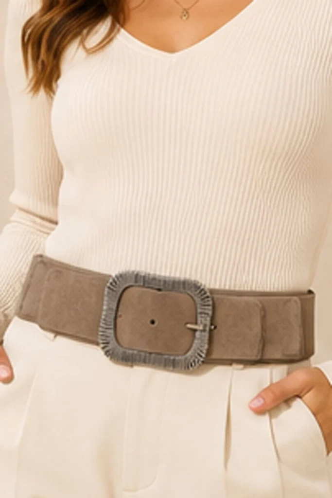 Wide Waist Belt with Statement Buckle