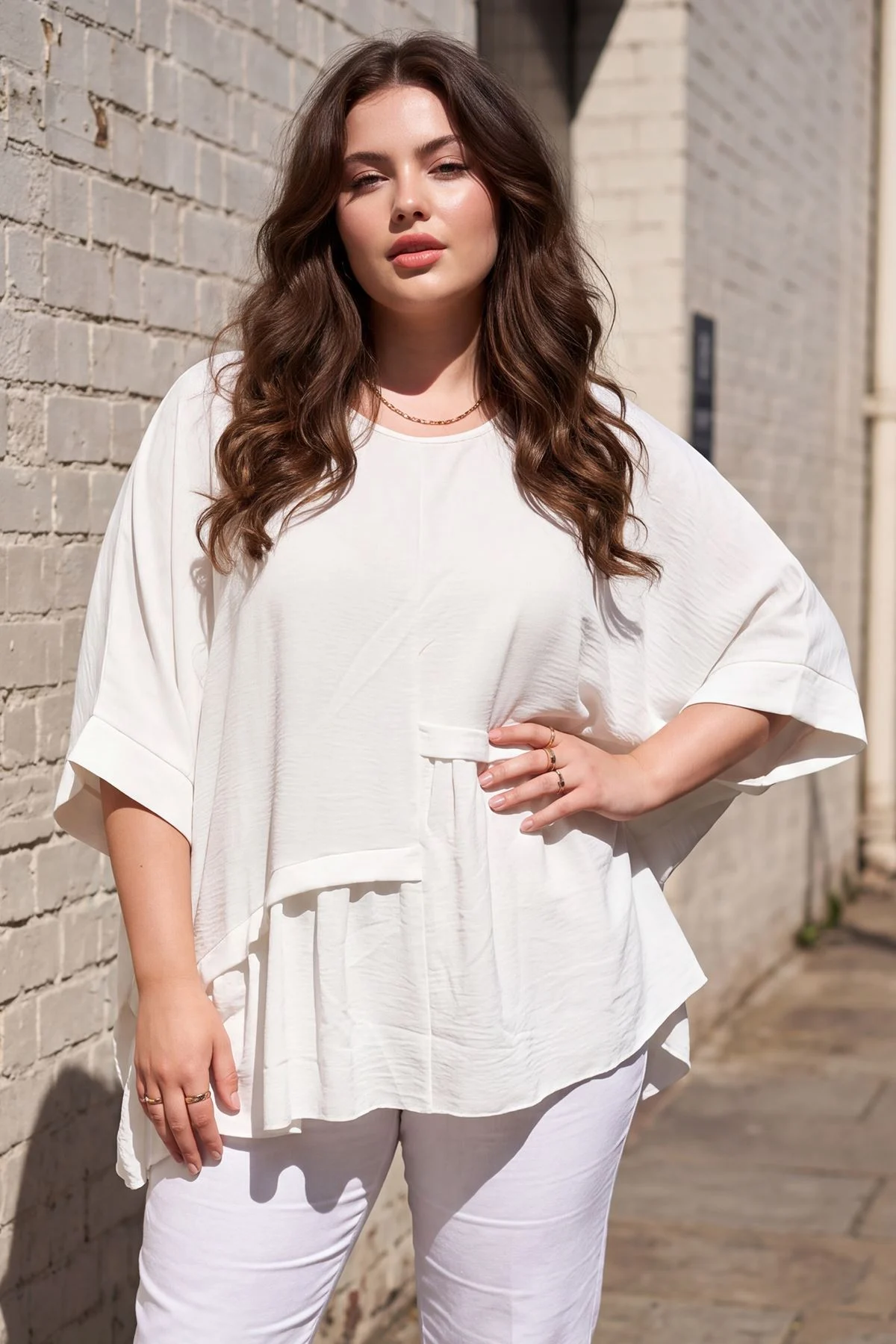 Women�s Plain Layered Oversized Batwing Sleeve Top