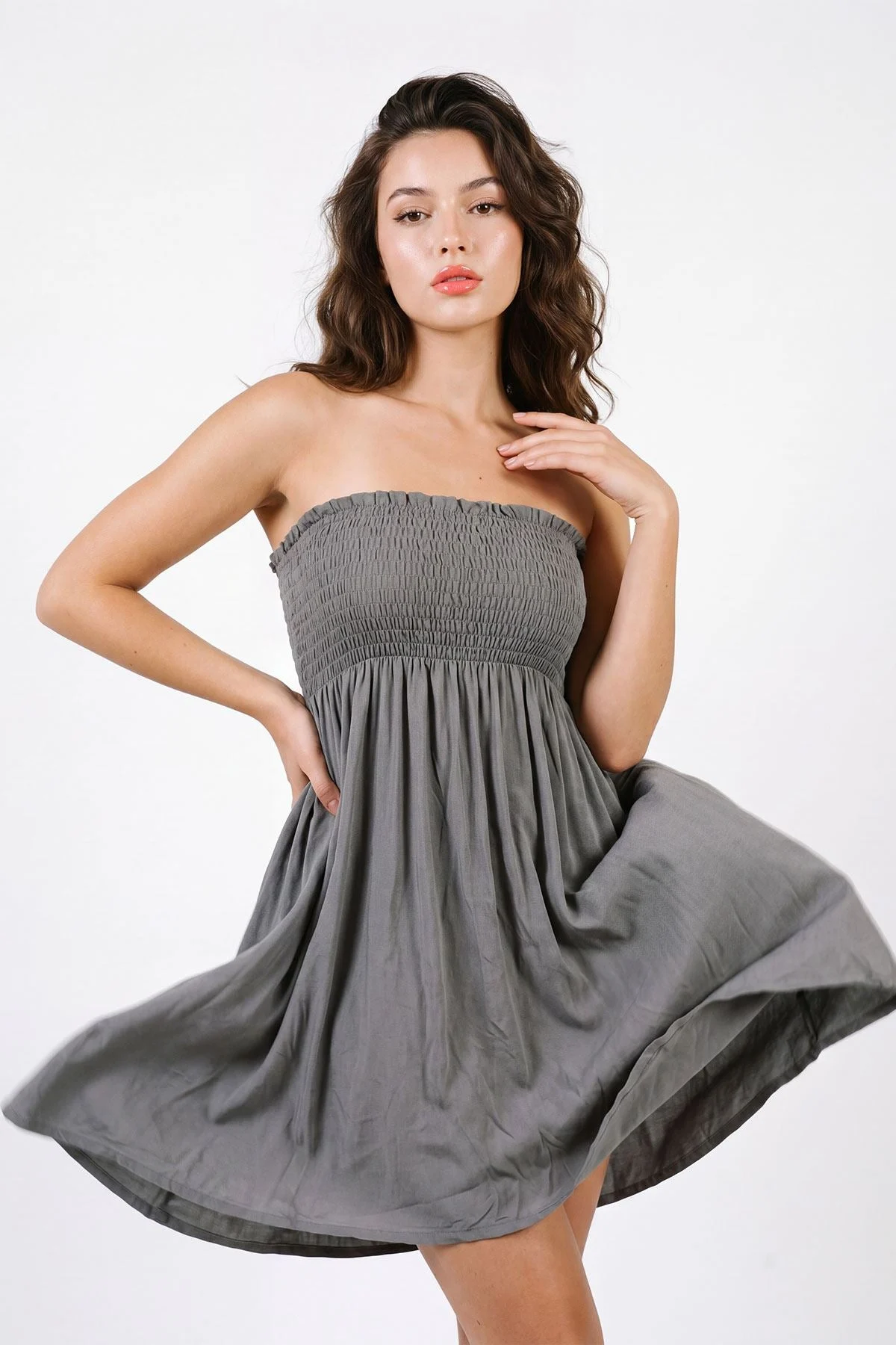 Womens Bandeau Mini Dress in Stretch Jersey