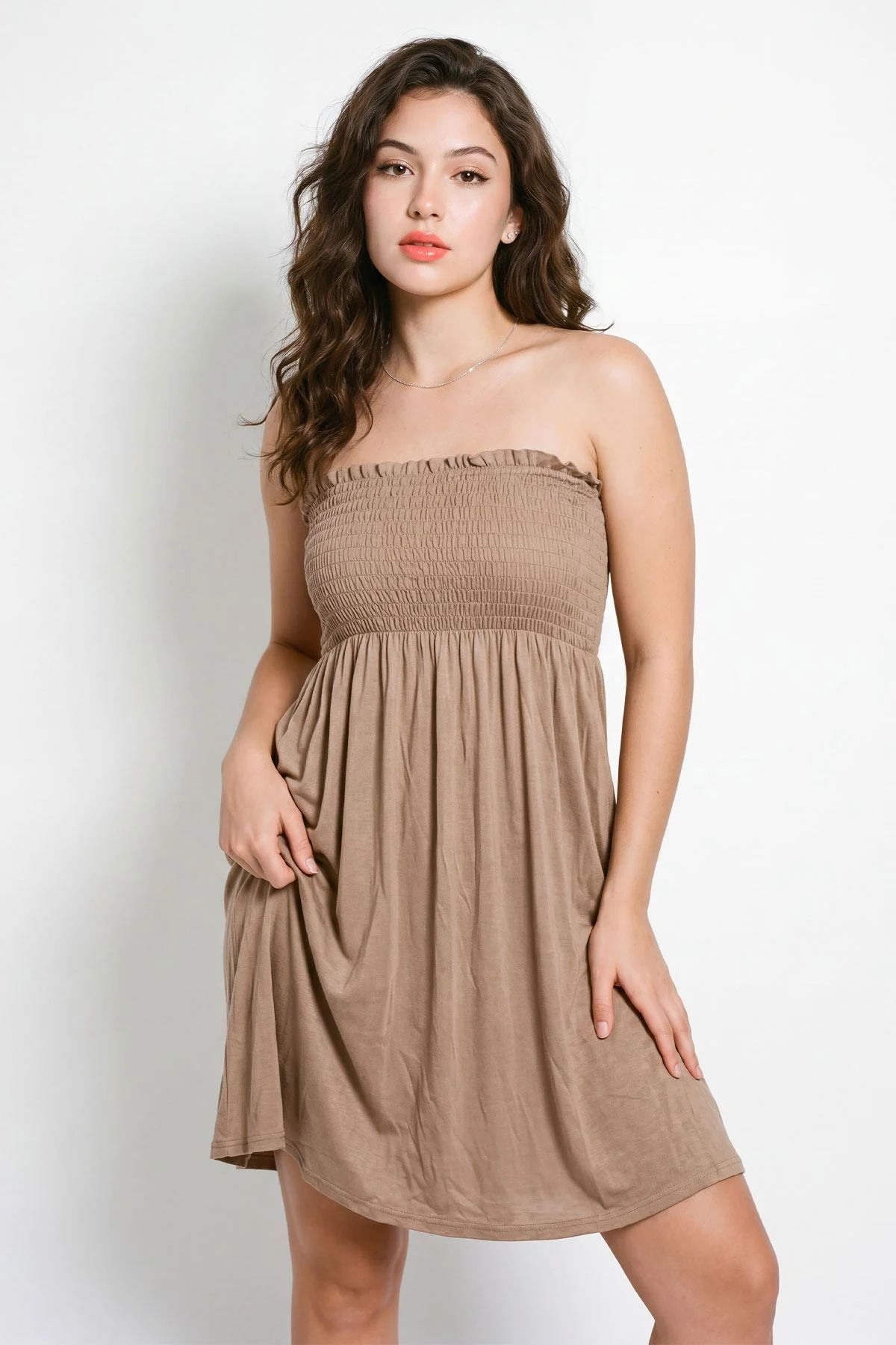 Womens Bandeau Mini Dress in Stretch Jersey