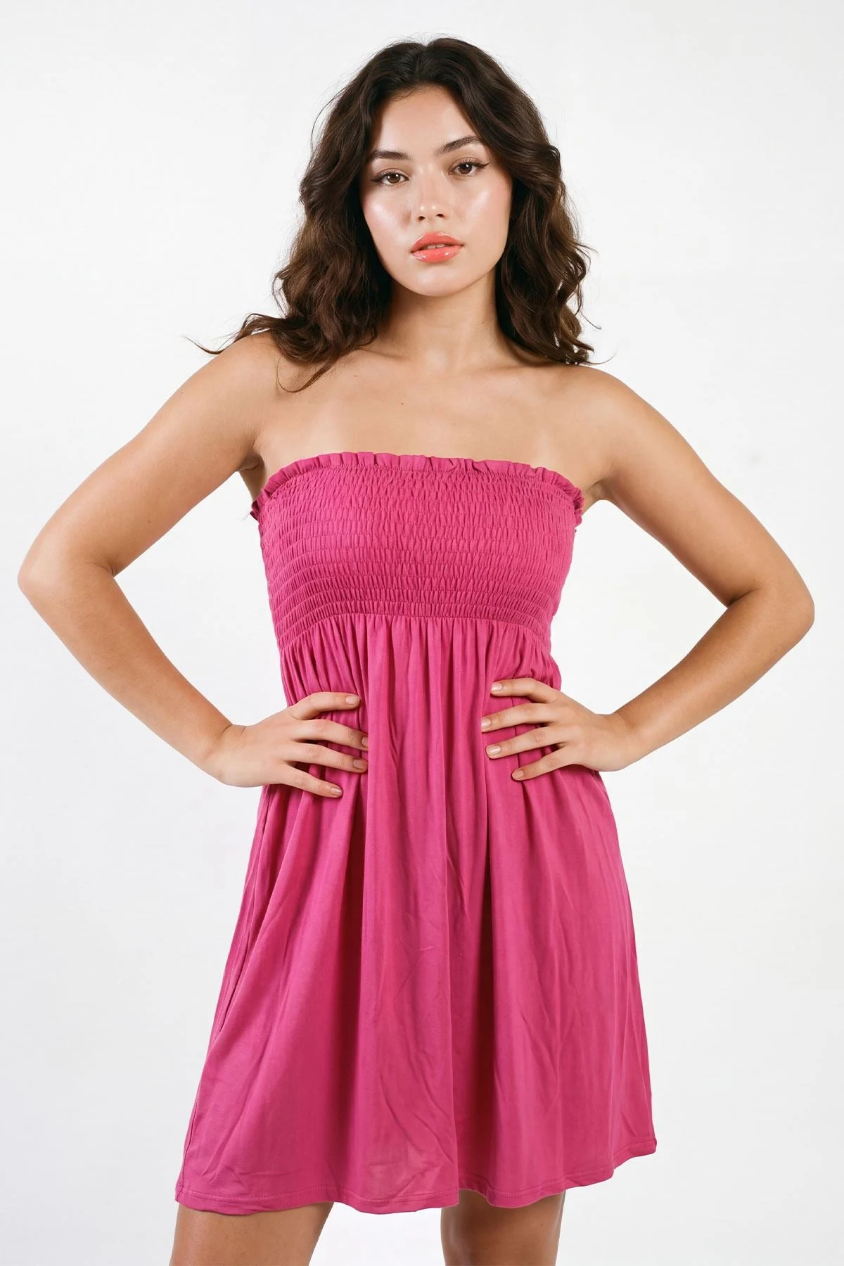 Womens Bandeau Mini Dress in Stretch Jersey