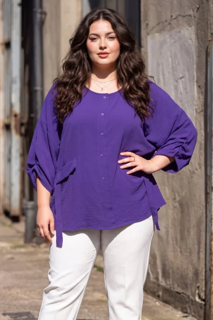Womens Button Front Two Pocket Top