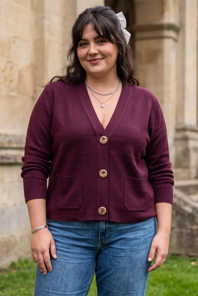 Womens Button Up Knitted Cardigan with Pockets
