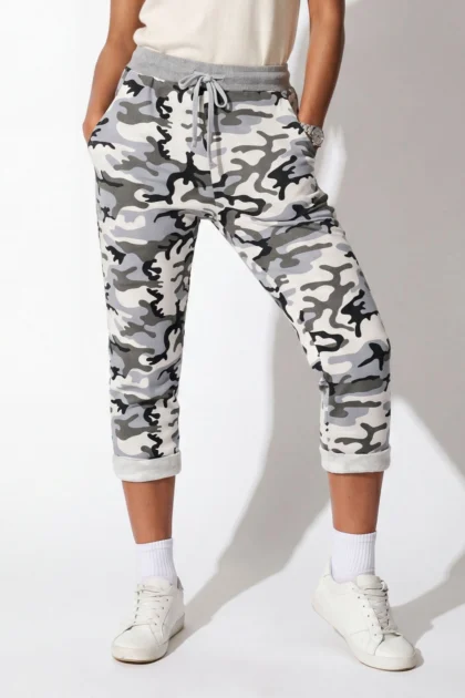 Womens Camouflage Print Cotton Drawstring Trousers