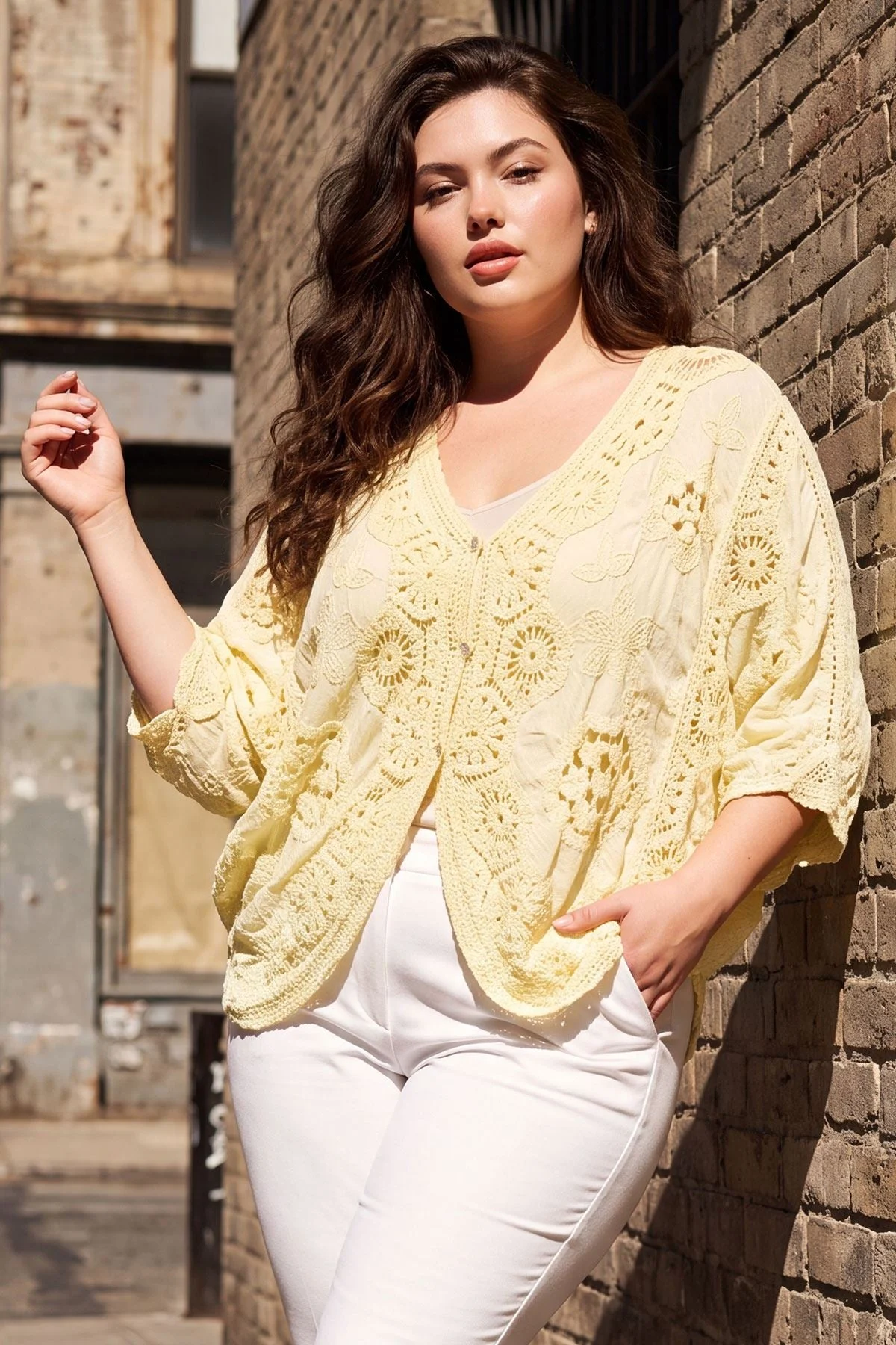 Womens Embroidered Top with Floral Button Front Cotton Design