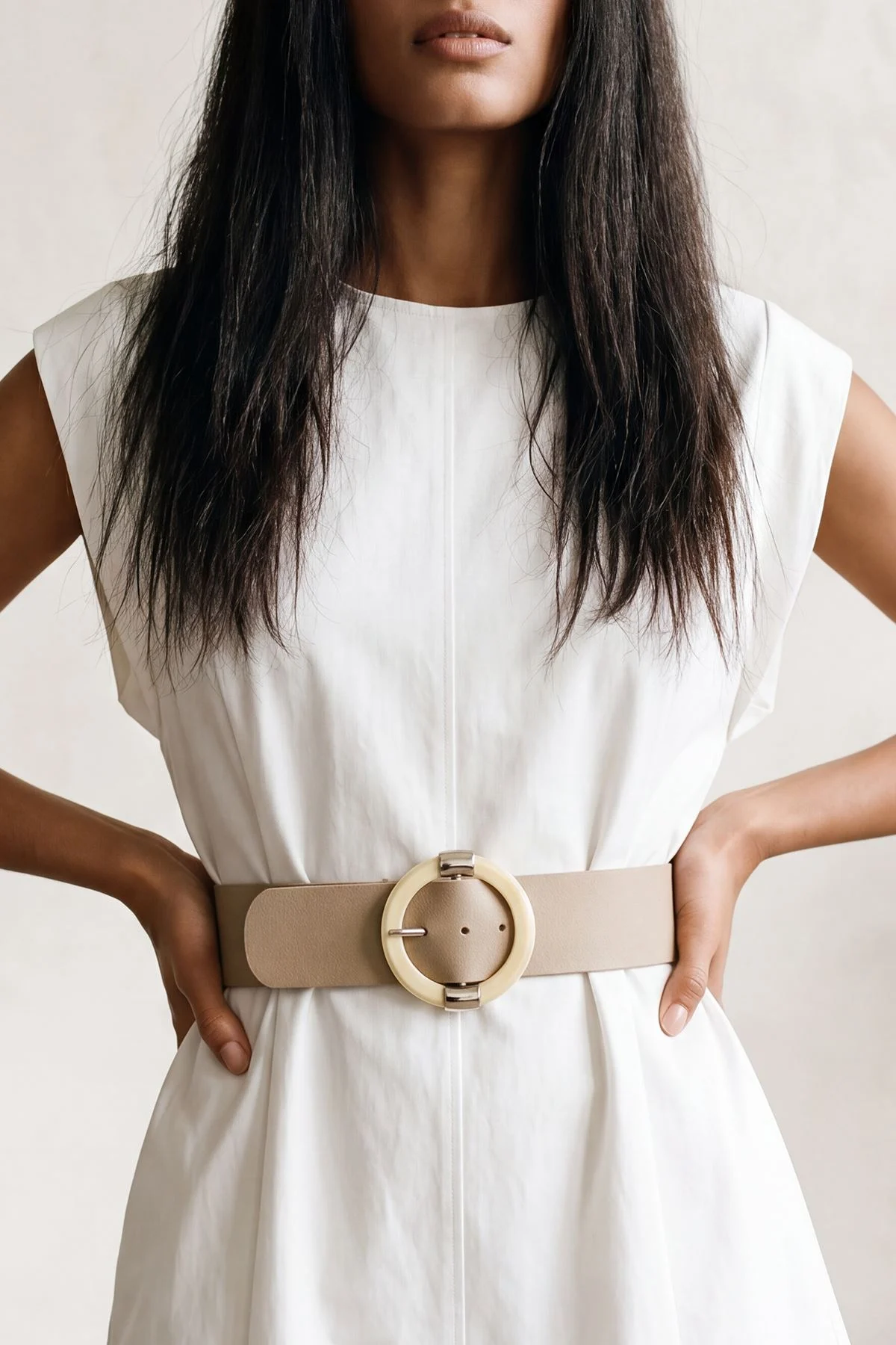 Womens Faux Leather Ring Elastic Waist Belt