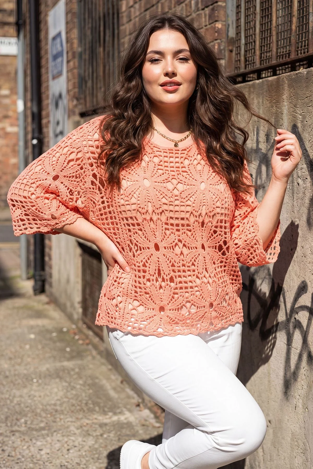 Womens Floral Cotton Crochet Batwing Summer Top