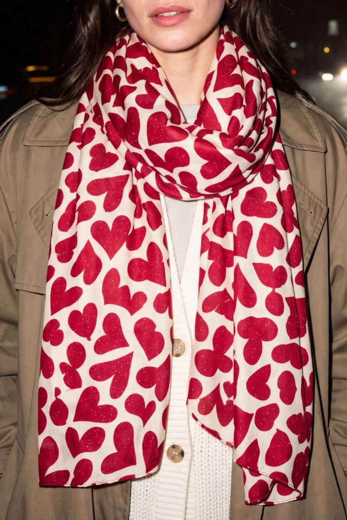 Womens Heart Print Scarves