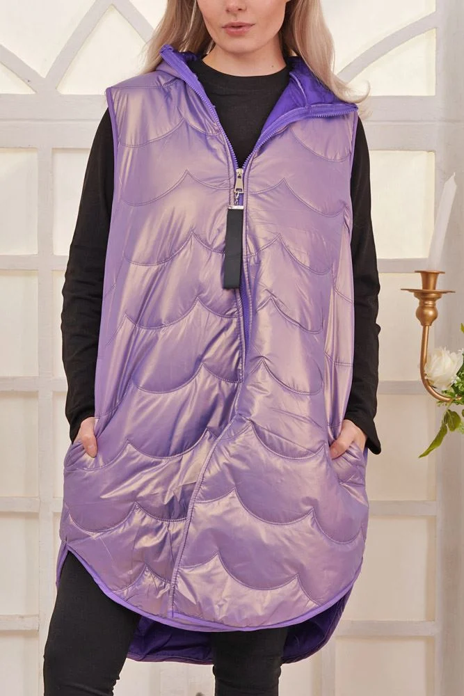 Women's Hooded Gilet with Stylish Shimmer Padding