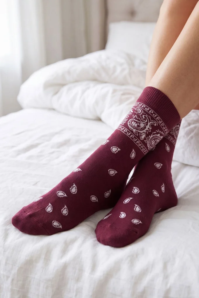 Womens Patterned Cotton Crew Socks