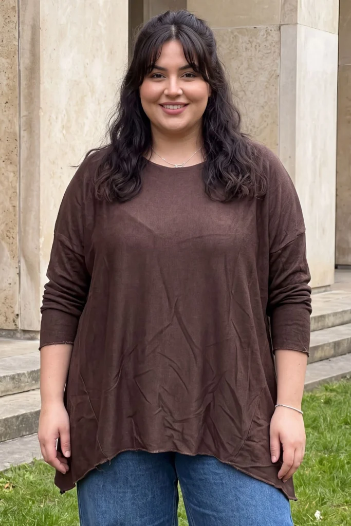 Womens Plain Dipped Hem Tunic Top