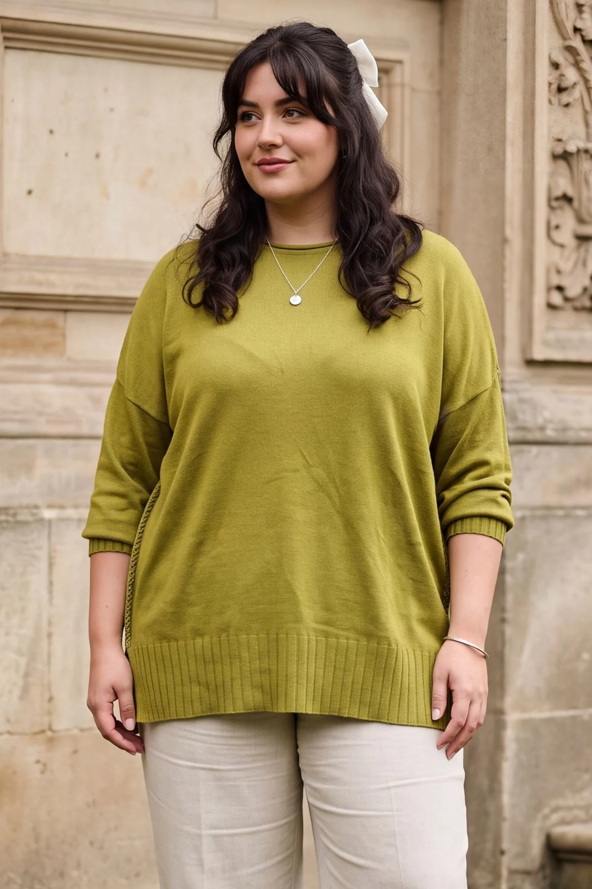 Womens Plain Longline Knitted Tunic Jumper