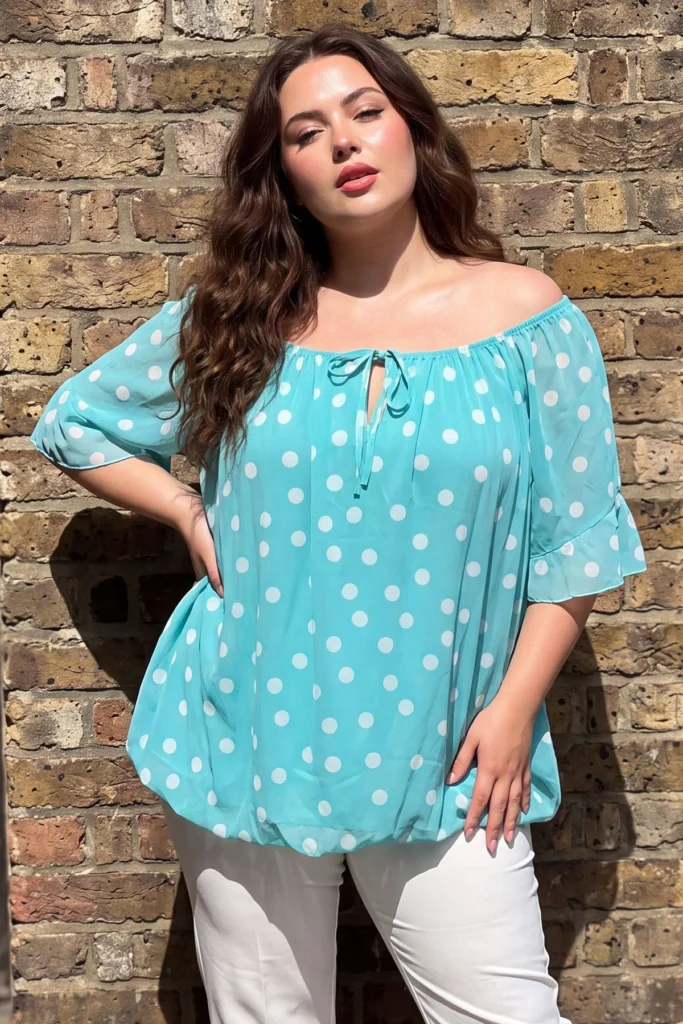 Women's Polka Dot Swing Tunic Top in Soft Viscose