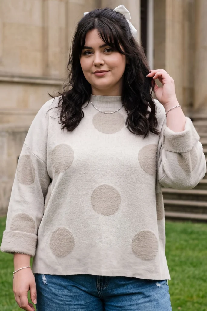 Womens Polka Dot Tunic Jumper Knit
