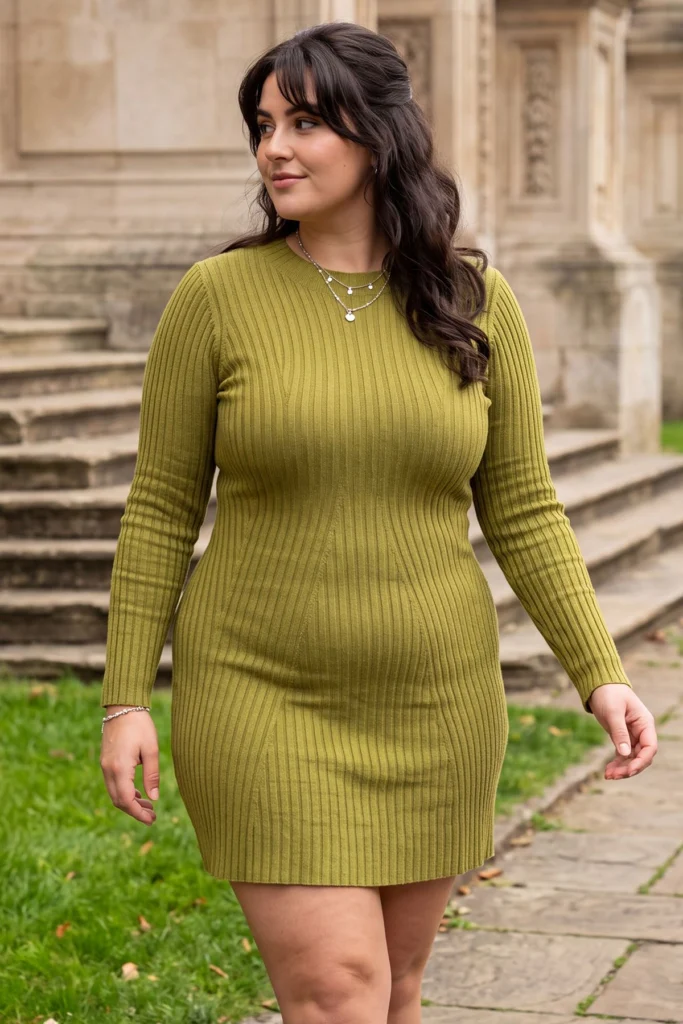 Womens Round Neck Ribbed Knitted Jumper