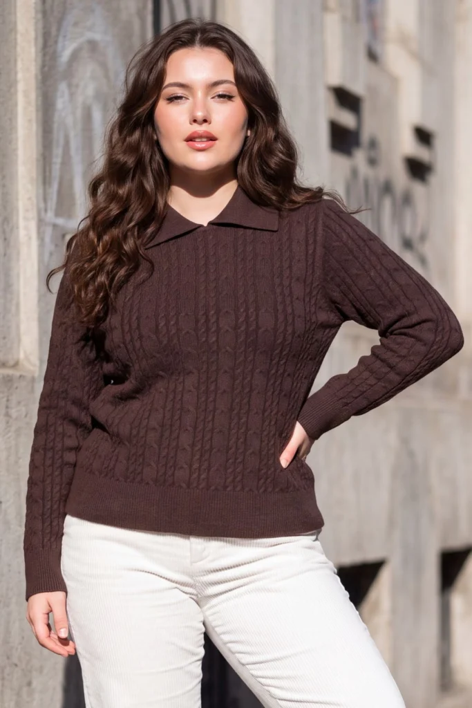 Womens Soft Feel Cable Knit Jumper