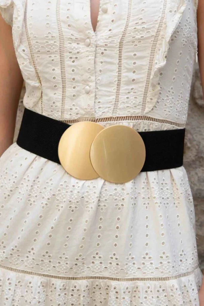 Women's Stretch Elastic Waist Belt with Round Buckle